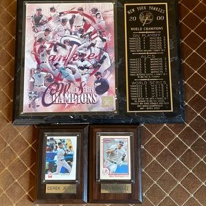 Yankees 2000 World Series Champions Plque and two additional card plaques.